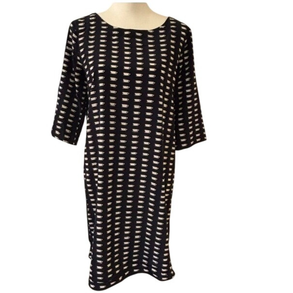 Gap Coffee Cup Print Shift Dress Womens S Navy Blue Excellent Short Sleeve Mod